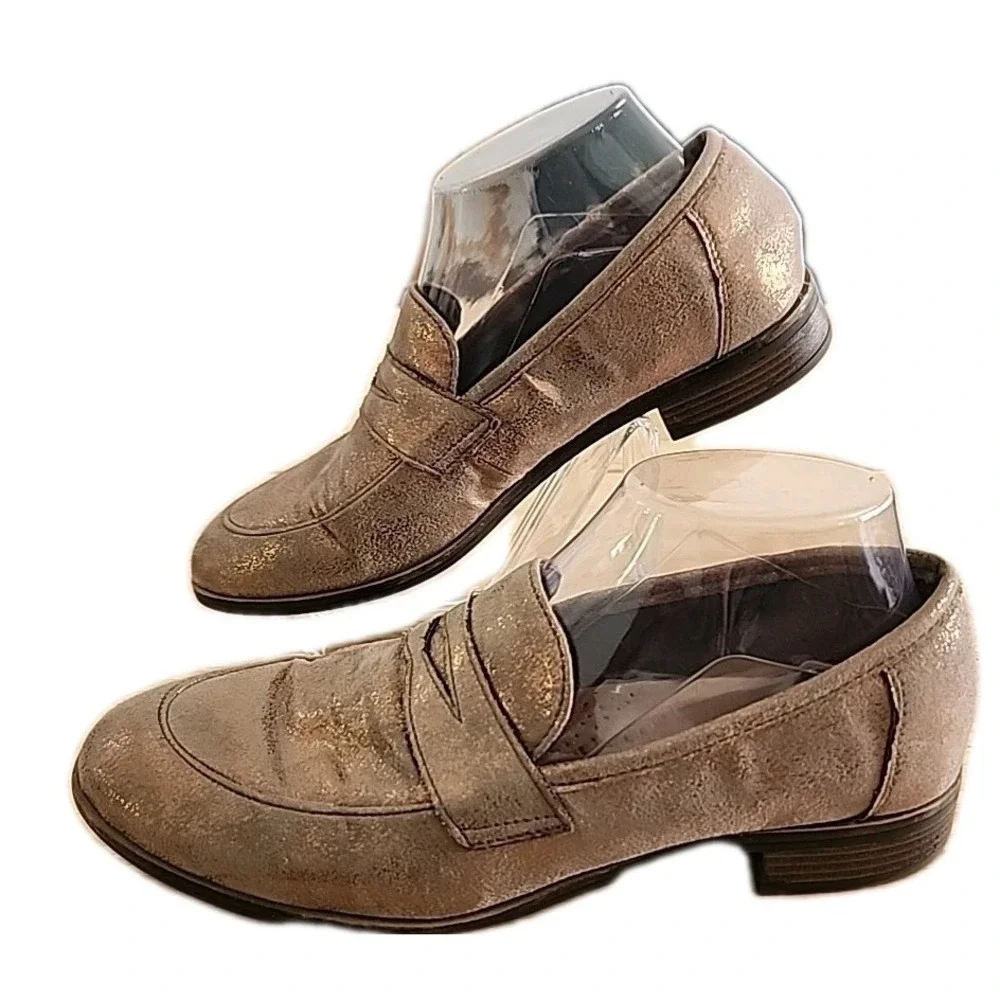 Clarks Trish Rose Copper Metallic Loafers‎ Shoes Slip On 8.5 M NWOT